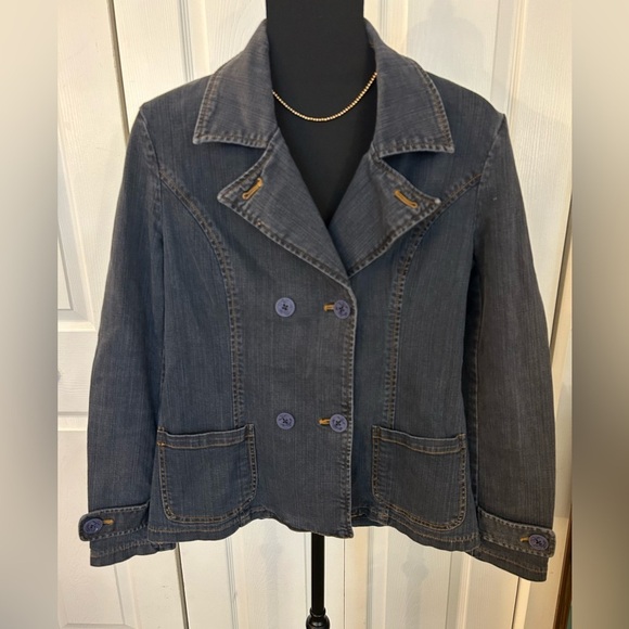 Sperry Jackets & Blazers - Vintage Y2K Sperry Double breasted stretch Jean Jacket
